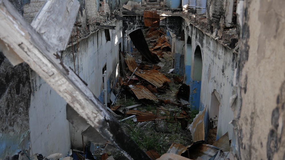Центр первичной медико-санитарной помощи в г. Изюм, обрушен второй этаж