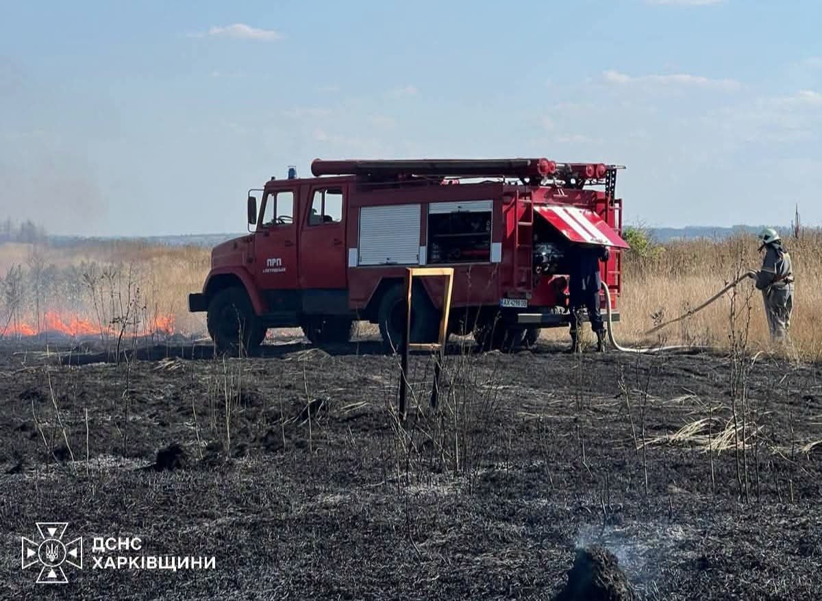 На Харківщині за добу вигоріло понад 6,6 га сухої трави