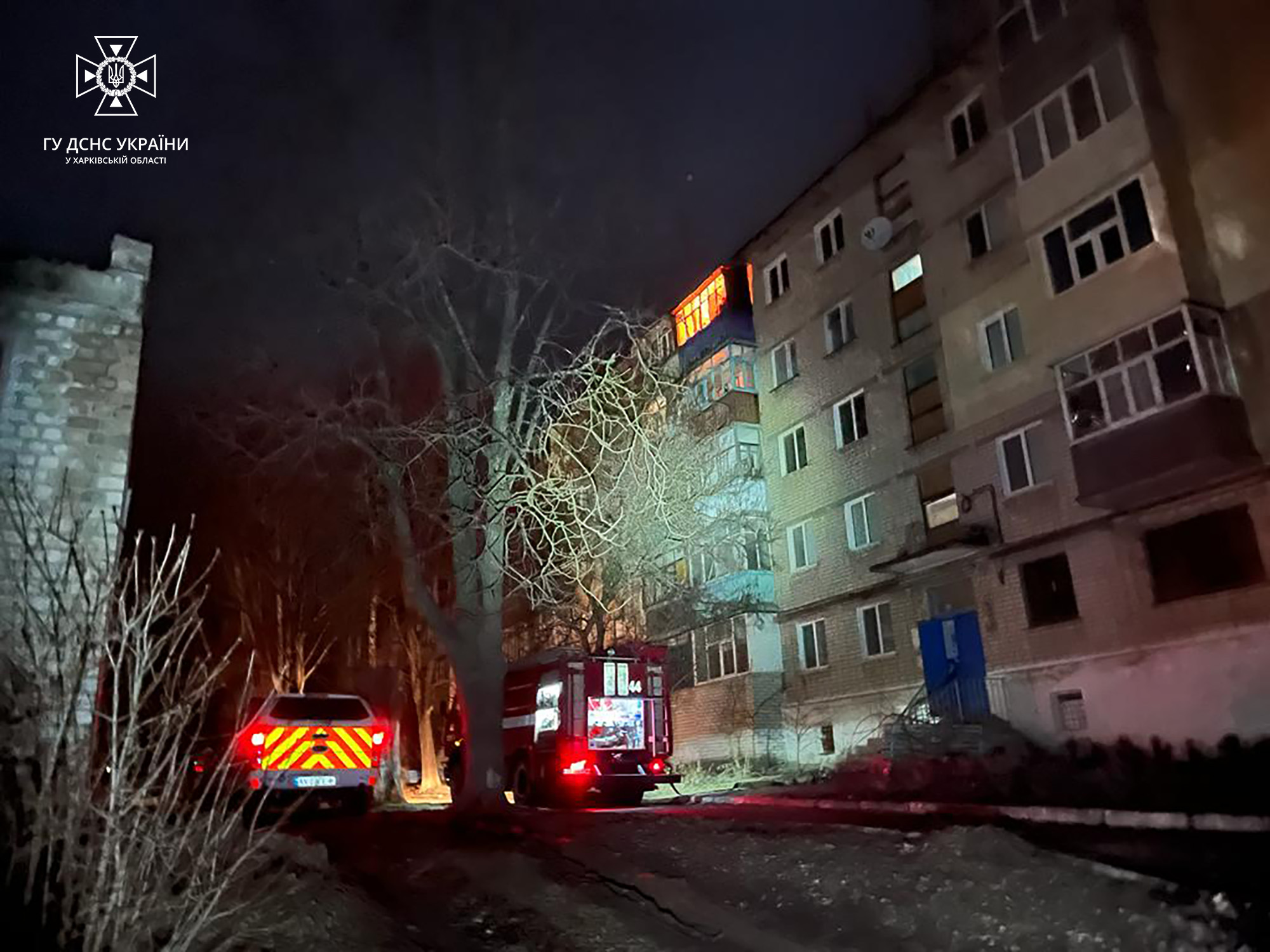 Пожежа внаслідок обстрілу на Харківщині