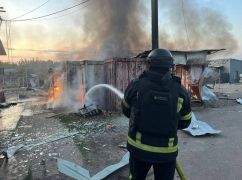 На Харківщині ворог дроном "Герань-2" спалив товарний ринок: кадри з місця