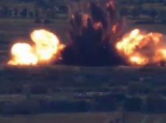 З'явилося видовищне відео знищення російського складу боєприпасів на Харківщині