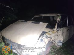 На Харьковщине спасатели вытащили из кустов разбитый автомобиль