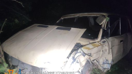 На Харьковщине спасатели вытащили из кустов разбитый автомобиль