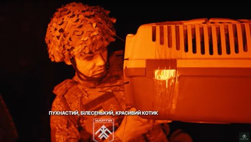 Харківські гвардійці евакуювали з передової кота Прапора за допомогою робота