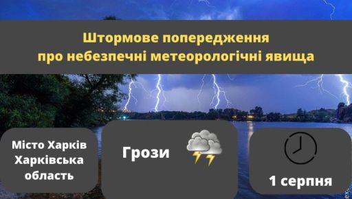 По Харкову оголосили штормове попередження на 1 серпня