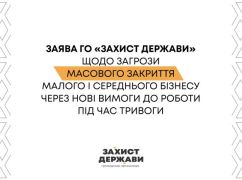 Заява ГО "Захист Держави" щодо загрози закриття бізнесу через нові вимоги до роботи під час тривоги